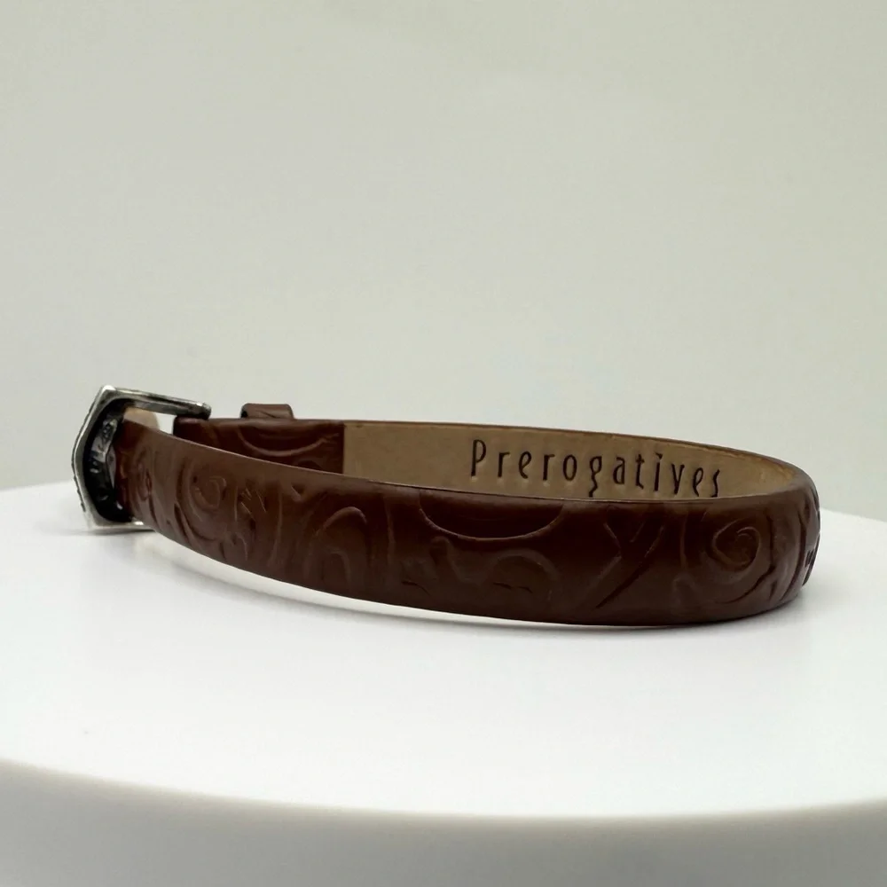 Prerogatives Brown Tooled Leather Bracelet
